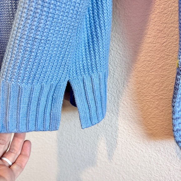 Coastal Preppy Textured V-Neck Sweater NIC+ZOE Blue Tipped Knit Cottagecore Chic - Picture 10 of 12